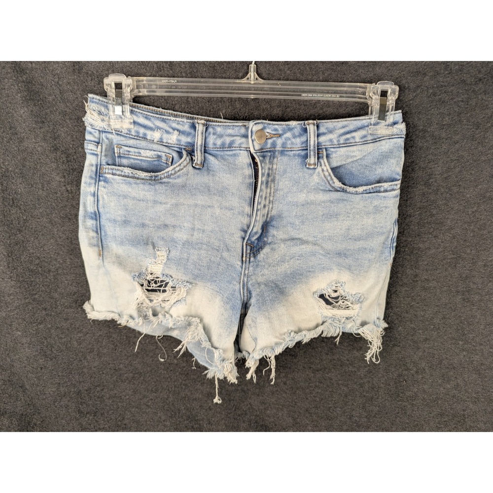 Altar'd State Womens Distressed Light Wash Denim Shorts V2204 Blue Size Medium